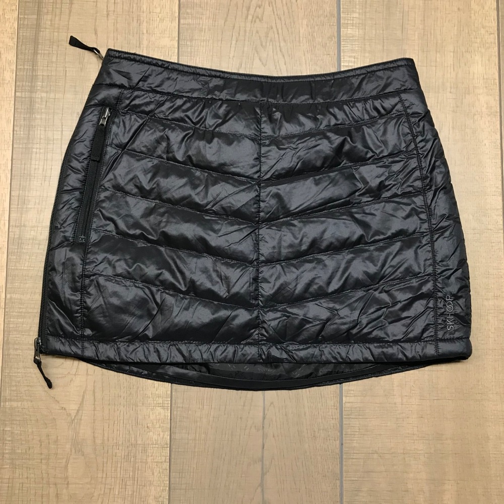 Skhoop Mini Down Skirt Womens S‎ Black Puffer Duck Ski Side Zip Nylon Insulated